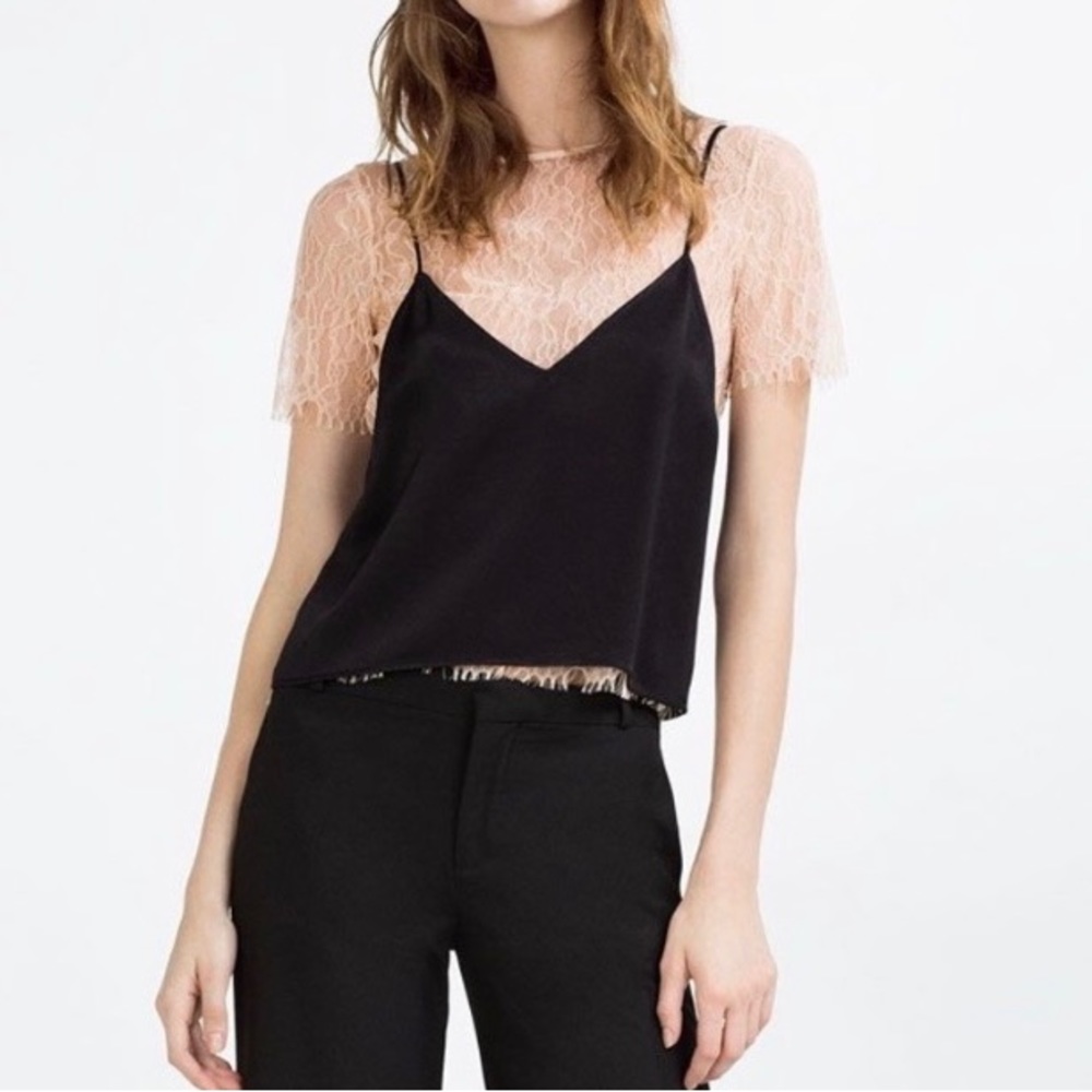 Zara lace black cami top - Picture 2 of 5